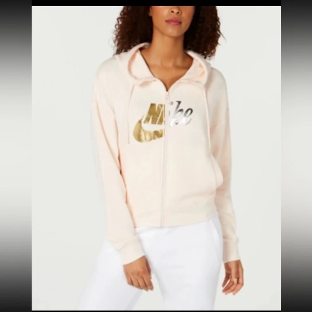 NIKE WOMENS Plus Size SPORTSWEAR RALLY METALLIC-LOGO Pull OVER HOODIE